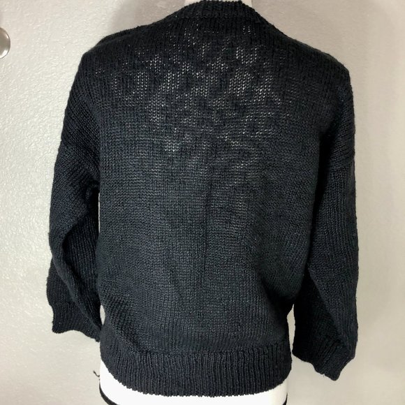 Funky 90s Black Sweater - Size Women's Large (L) - Picture 7 of 8
